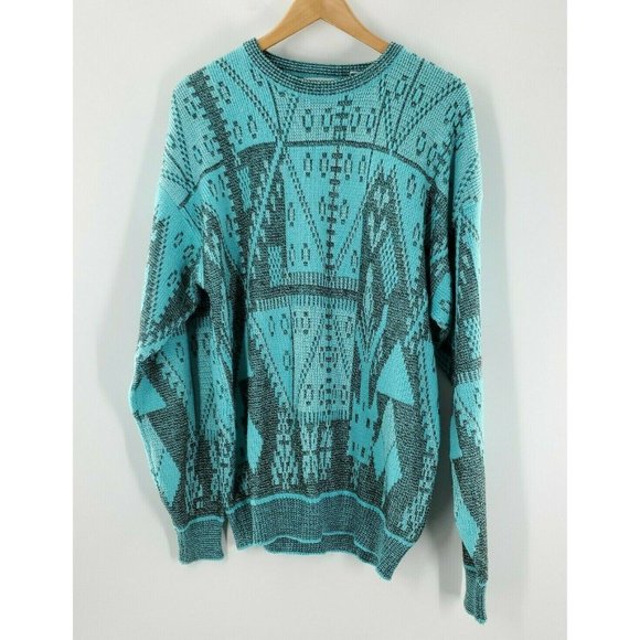Vintage Koman Mens Blue‎ Knit Sweater Size XL - Picture 1 of 4